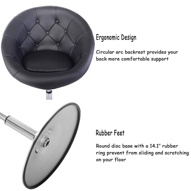1 PC Modern Adjustable Swivel Round PU Leather Chair - 25" x 21.5" x 36" (highest)