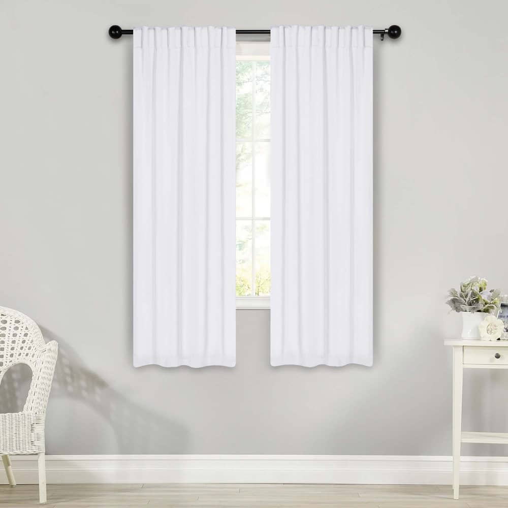 Superior Solid Room‑Darkening Curtain Panels (Set of 2) Machine Washable, Thermal & Noise‑Reducing, Back‑Tab Header