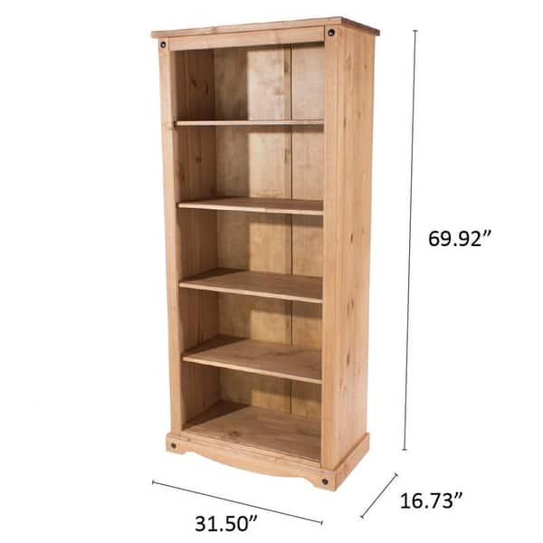 dimension image slide 0 of 3, Wood Bookcase 5 Shelf Corona Collection | Furniture Dash