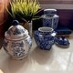 Decorative Jars Set Of 3 Blue White Chinoiserie Porcelain Lidded 6.75 ...