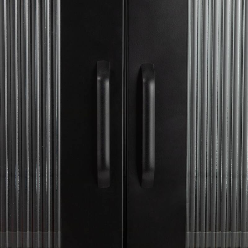 Solstice Metal Cabinet with 3 Adjustable Storage Shelves and Arched Glass Door