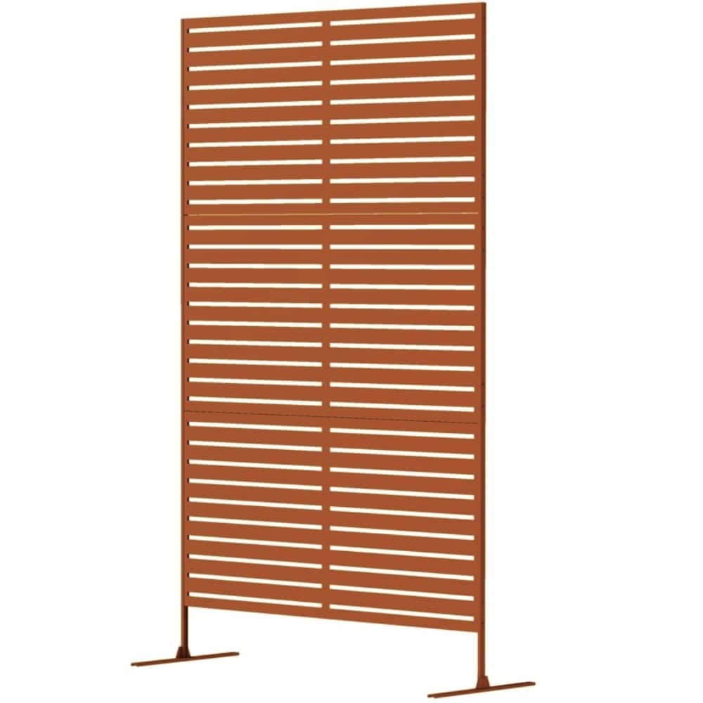 Brown Steel Outdoor Privacy Screen with Trellis Panels and Easy Assembly - 48" L x 17.7" W x 78" H