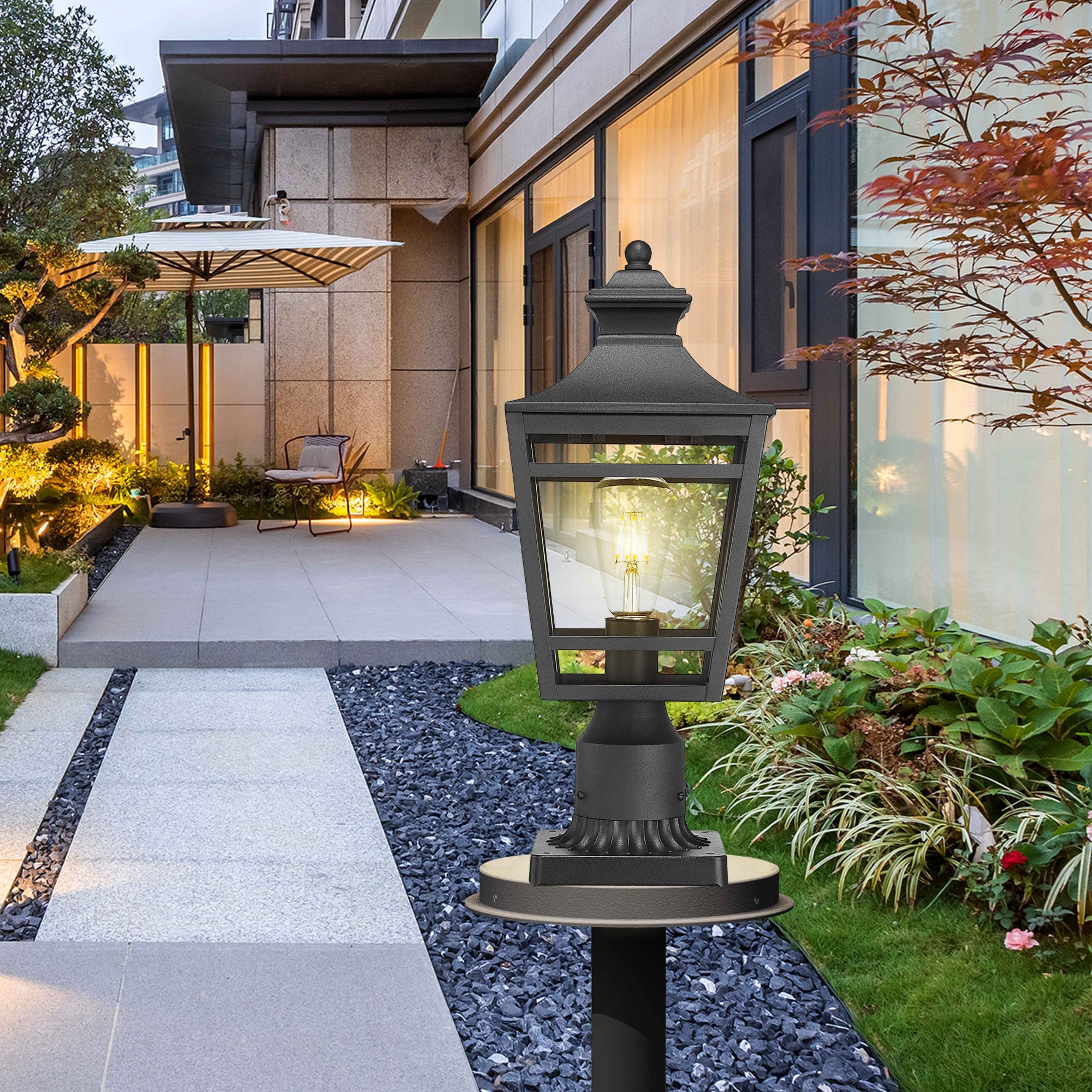 18in. H Large Outdoor Post Light Waterproof Lamp Post Light Fixture with Clear Glass On Sale Bed Bath Beyond 42371503