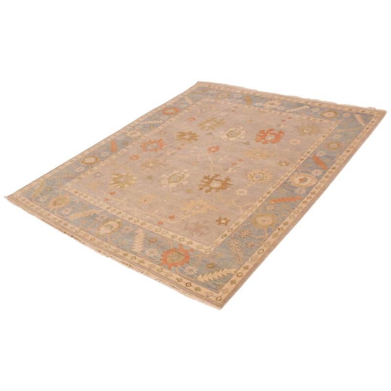 ECARPETGALLERY Hand-knotted Modern Oushak Light Grey Wool Rug - 7'11 x 9'10