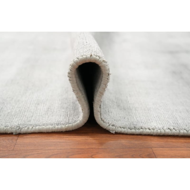 Hand Knotted Oriental Viscose Silk Carpet Modern Modern Greys & Charcoal Abstract Area Rug - 11' 4'' X 8' 1''