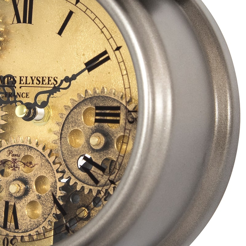 Yosemite Home Decor Brass Gear II Table Top Clock - 10 x 7.5 x 3