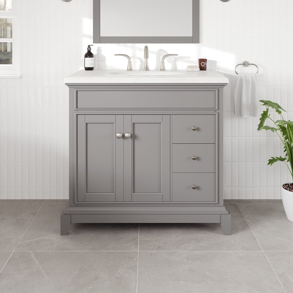 Elite Stamford Bath Vanity with Carrara Quartz Top and Porcelain Sink