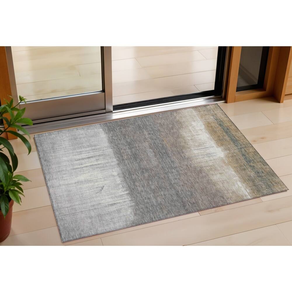 HomeRoots Abstract Transitional Rectangle Outdoor Rug