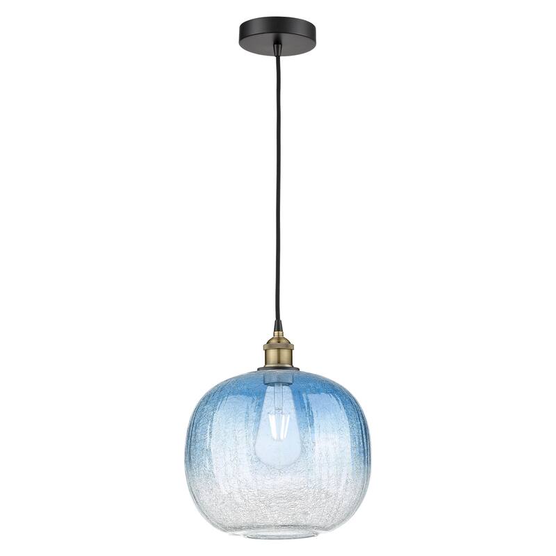 Innovations Lighting Endless Possibilities Edison - Brookhaven Sphere - 1 Light 11" Cord Hung Mini Pendant - Black Antique Brass/Sapphire Blue