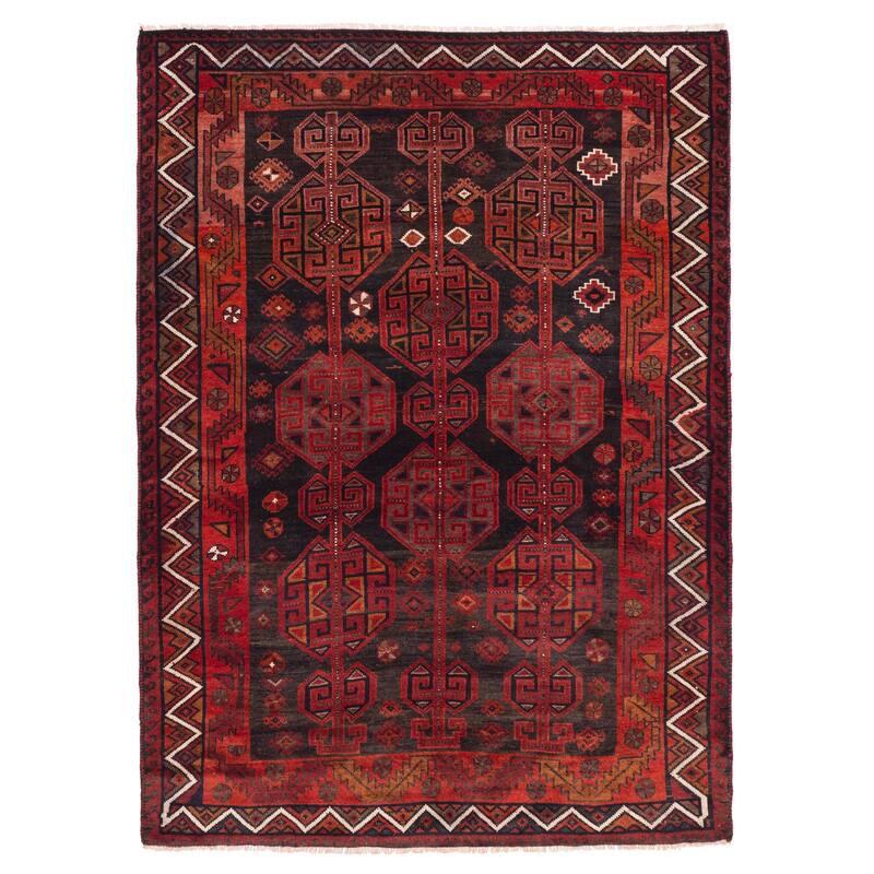 ECARPETGALLERY Hand-knotted Melis Vintage Black, Red Wool Rug - 5'3 x 7'3
