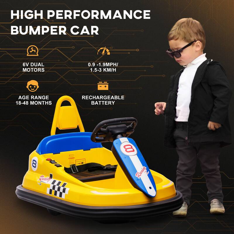 Aosom Bumper Car for Kids, 360° Rotation 6V Electric Ride on Bumper