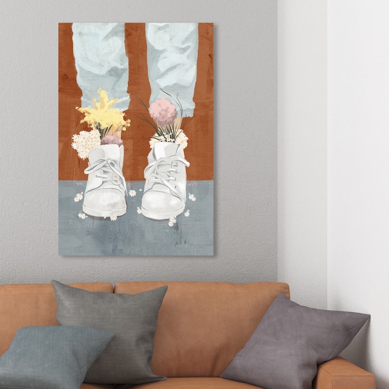 Wynwood Studio 'Her Favorite Kicks' Fashion and Glam Wall Art Canvas Print Shoes - Blue, White - 24 x 36