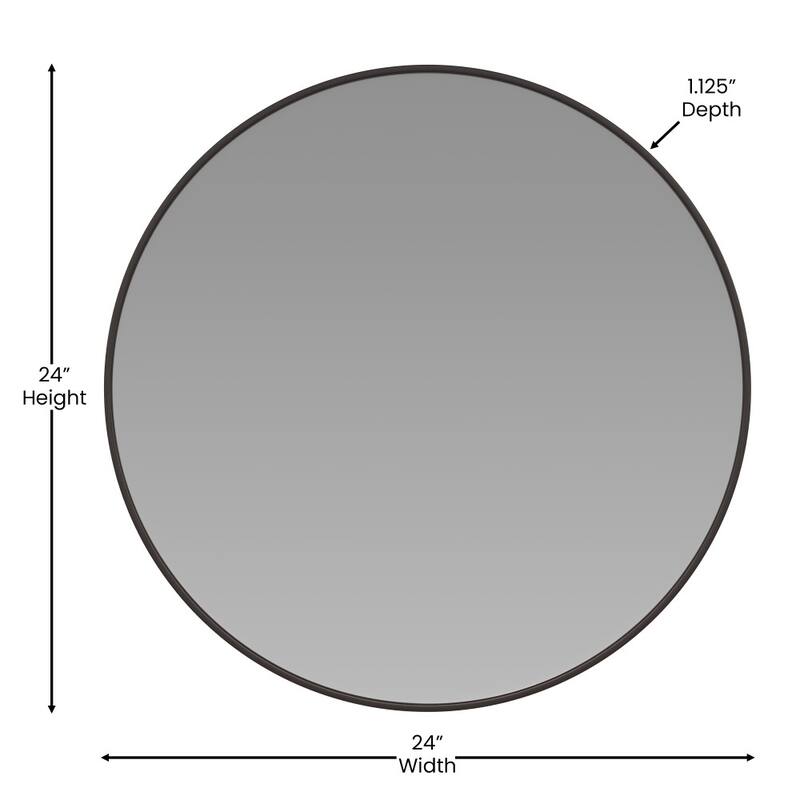 Accent Wall Mount Mirror with Metal Frame - Round Wall Mirror