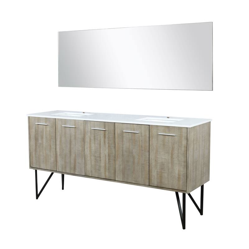 Lancy Rustic Acacia Bath Vanity, Cultured Marble Top and Mirror