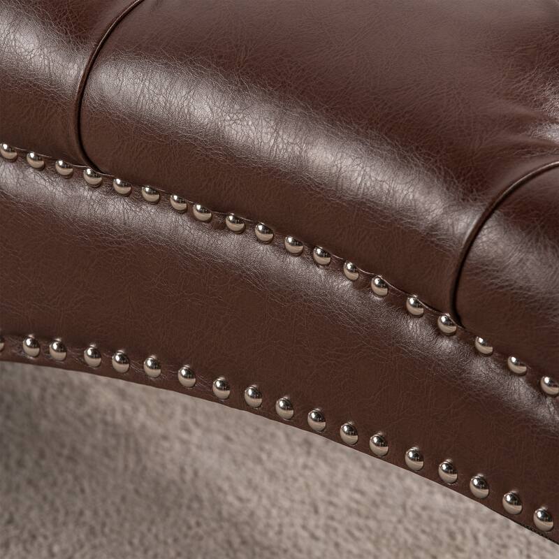 Dark Brown 27.17" Buttons Tufted Chaise Lounge Chair with Nailheads