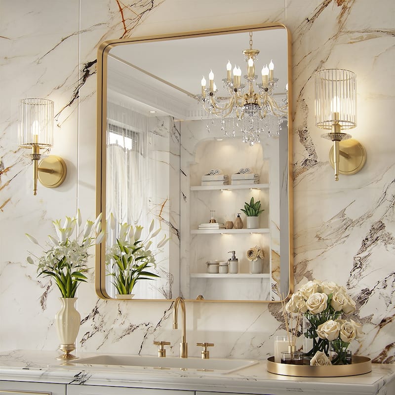 Bathroom Mirrors Wall Mirrors Accent Mirrors - 20W * 28H Inches - Gold