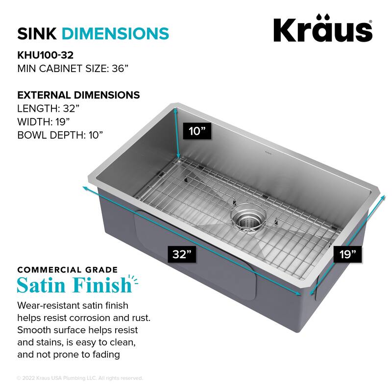 KRAUS Standart PRO Undermount Single Bowl Stainless Steel Kitchen Sink