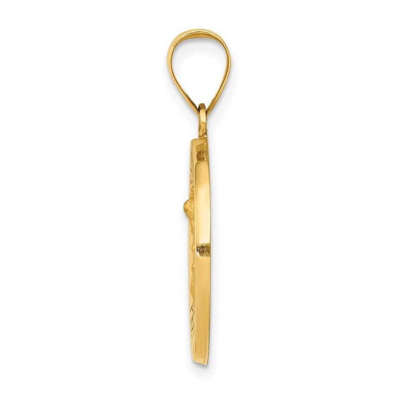Curata 14k Yellow Gold 18" Satin St. Michael Medal Pendant Necklace