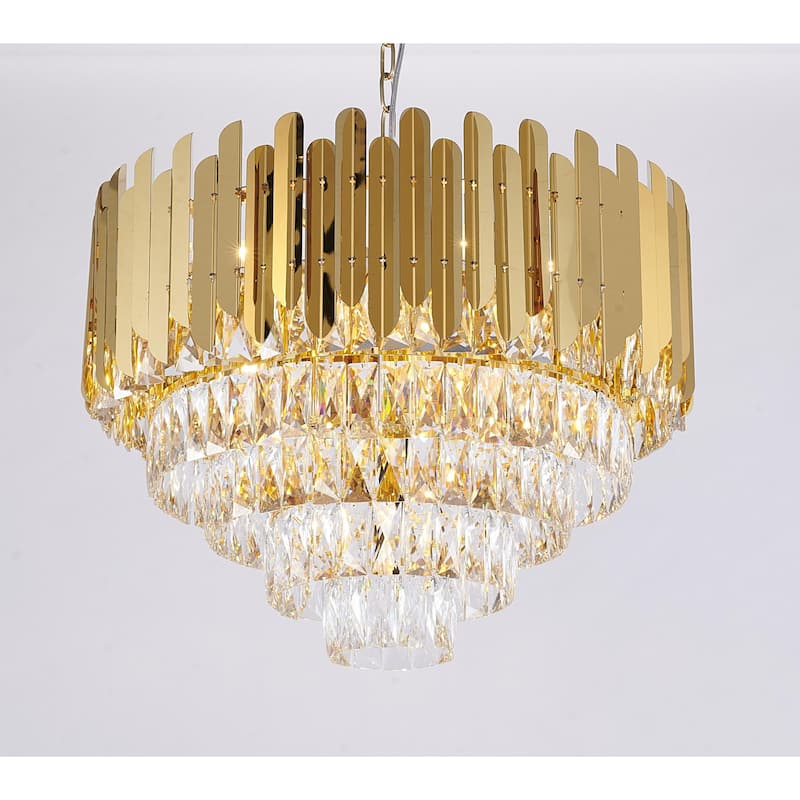 Transitional 15-Light Gold Crystal Chandelier