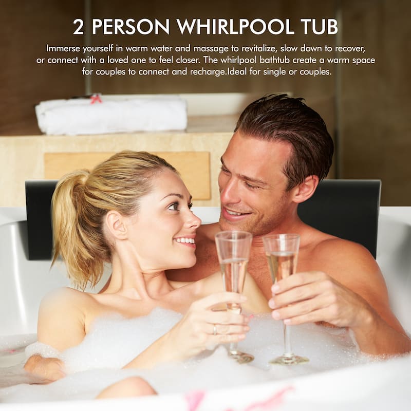 71 in. x 47 in. Alcove Whirlpool Bathtub Hydrotherapy Jetted SPA Bath in White