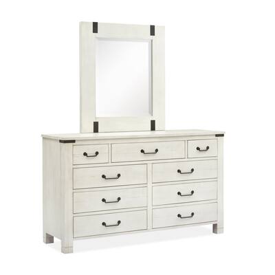 Magnussen Home Chesters Mill Alabaster Drawer Dresser with Portrait Mirror