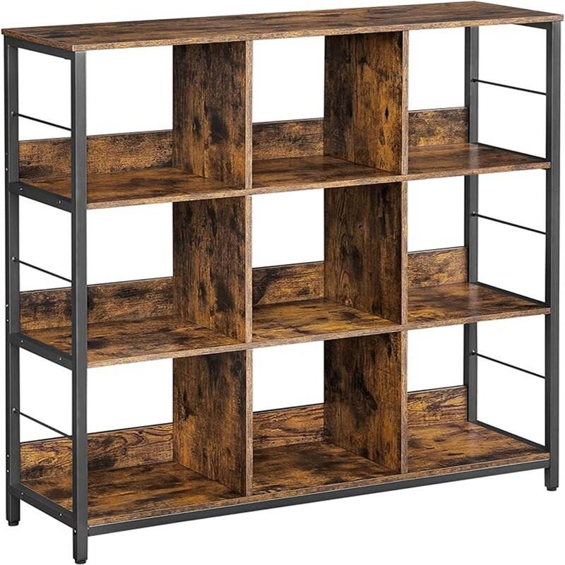 Bookshelf - 11.8 x 39.4 x 40.6 Inches - Rustic Brown+black