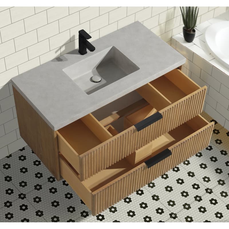 Ari Bath San Diego 42" Floating Bathroom Vanity Weathered Fir