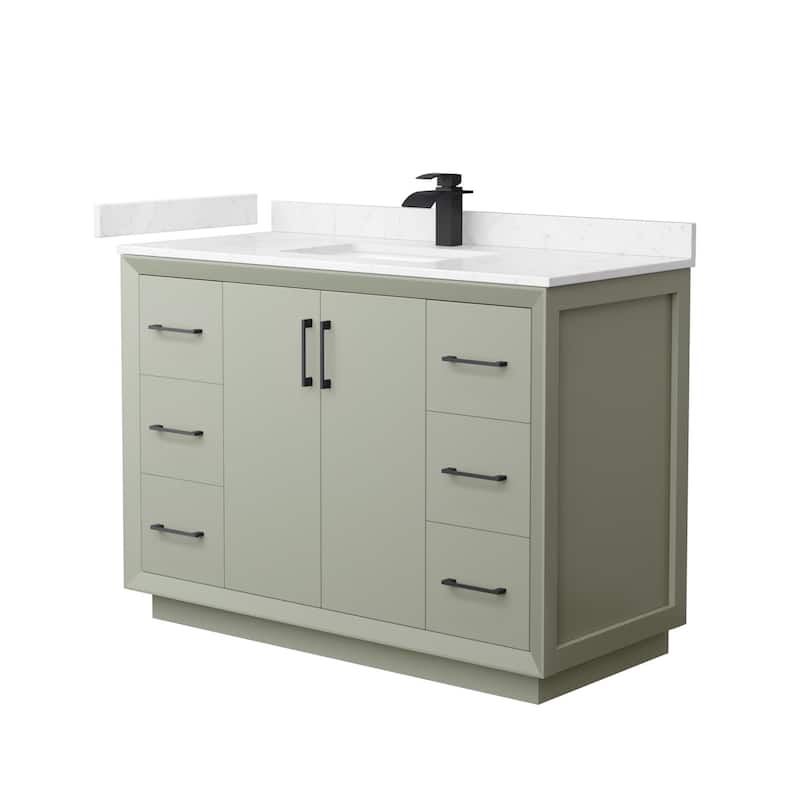 Wyndham Collection WCF414148S-VCA-UNSMXX Strada 48" Free Standing - Light Green / Carrara Cultured Marble Top / Matte - Painted