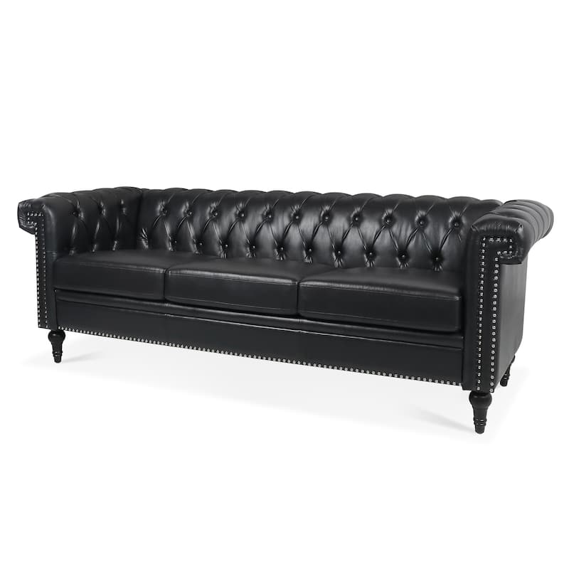 3-Seater Sofa Traditional Square Arm Removable Cushion Couch