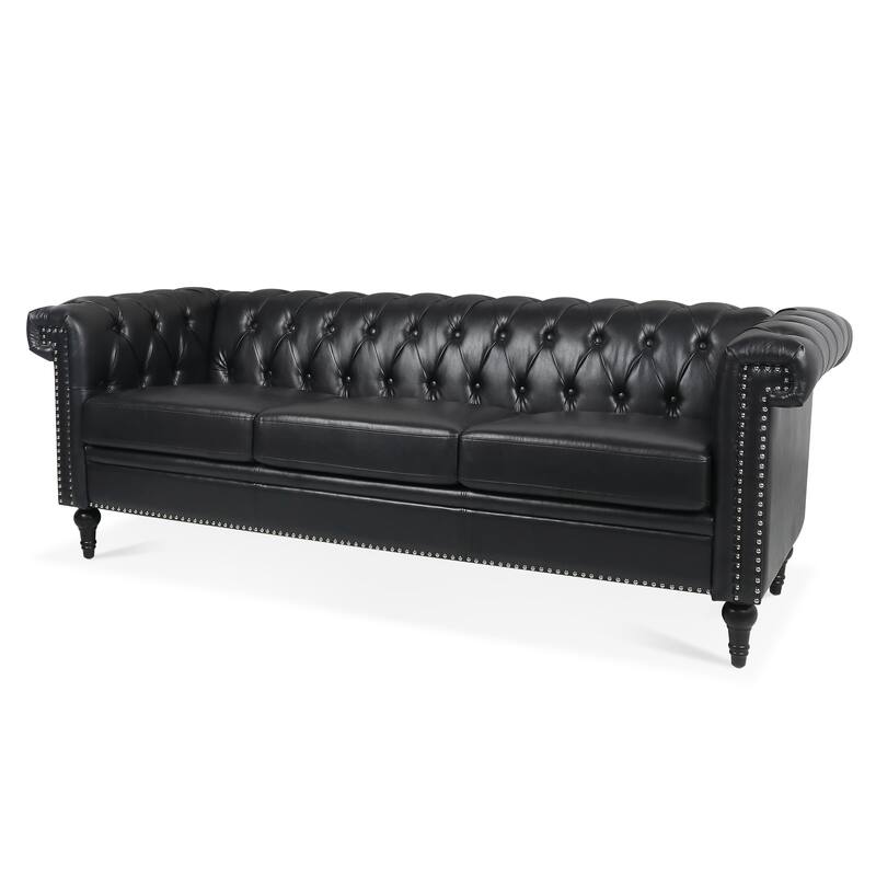 Traditional 3-Seat Sofa with Square Arms and Removable Cushion
