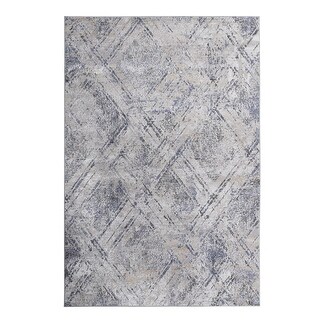 LOOM & LUXE Collection 2X3 Blue/Grey/Geometric Non-Shedding Area Rug - 36" D x 24" W x 0.28" H