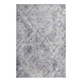 LOOM & LUXE Collection Blue/Grey/Geometric Non-Shedding Area Rug