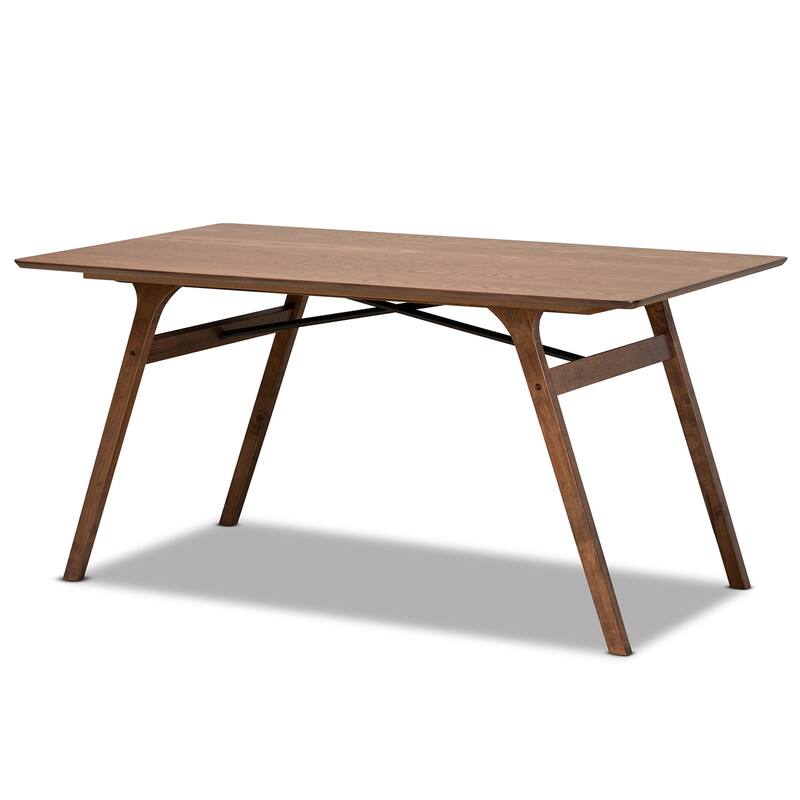 Modern Wood Dining Table - Mid-Century Design, Walnut Finish, 59" Wide, Rectangular Table - 35.4