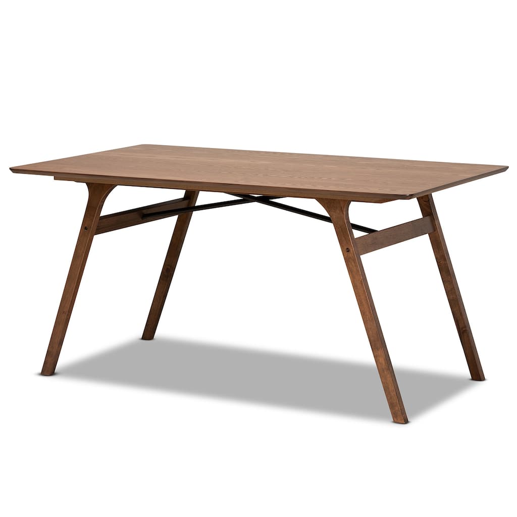 Modern Wood Dining Table - Mid-Century Design, Walnut Finish, 59" Wide, Rectangular Table - 35.4