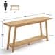 preview thumbnail 3 of 13, 59" Solid Oak Wood Entryway Console Table Sofa Table with 2-Tier Storage - 59"L x 13.8"W x 30"H