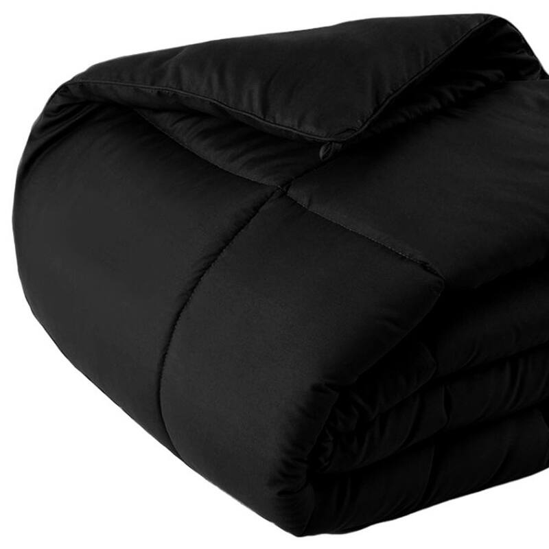 Black Twin Box Stitch Microfiber Down Alternative Comforter