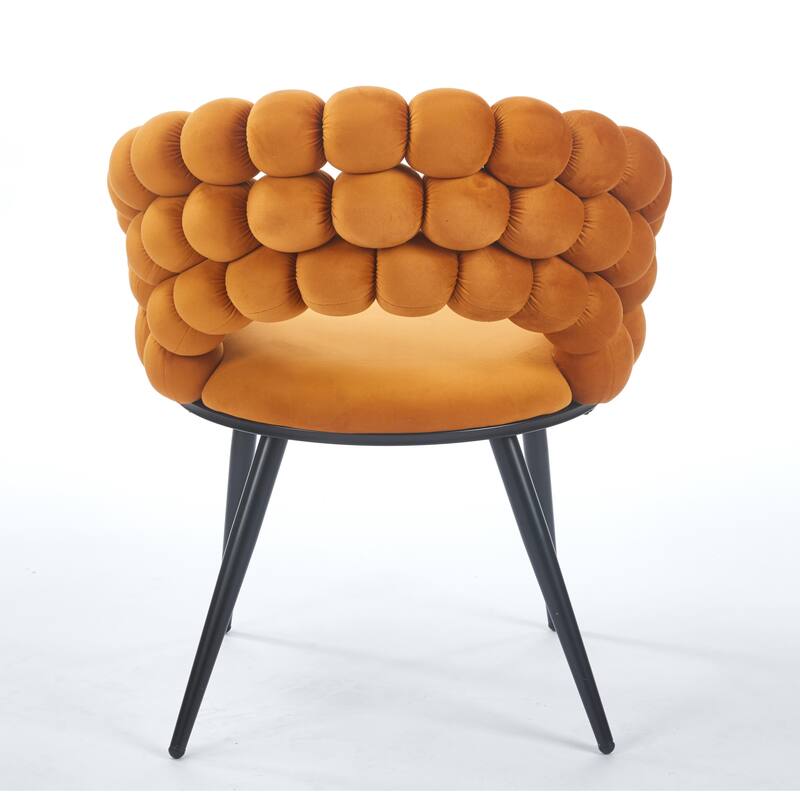 Fabric Modern Chairs (Set of 2) with Golden Iron Tube Legs, Soft Cushions, and Comfortable Backrest