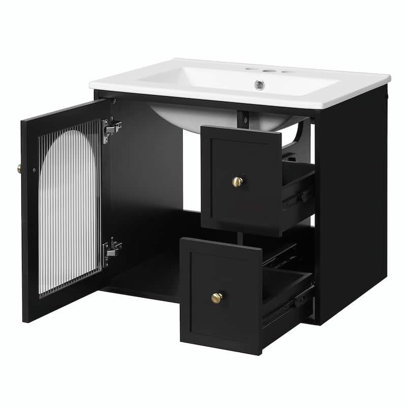 24" Bathroom Vanity Set Wall Mounted for Small Space
