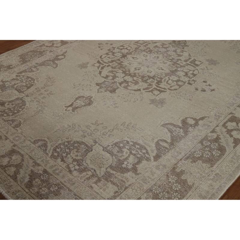 Distressed Tabriz Persian Area Rug Handmade Wool Carpet - 6'7"x 9'2"