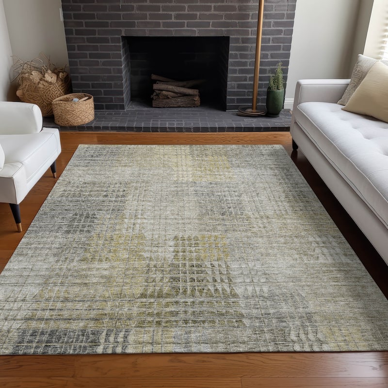 Premium Washable Super Modern Mosaic Soft Mayfield Rug - Taupe - 2' 6" x 3' 10" - Rectangle