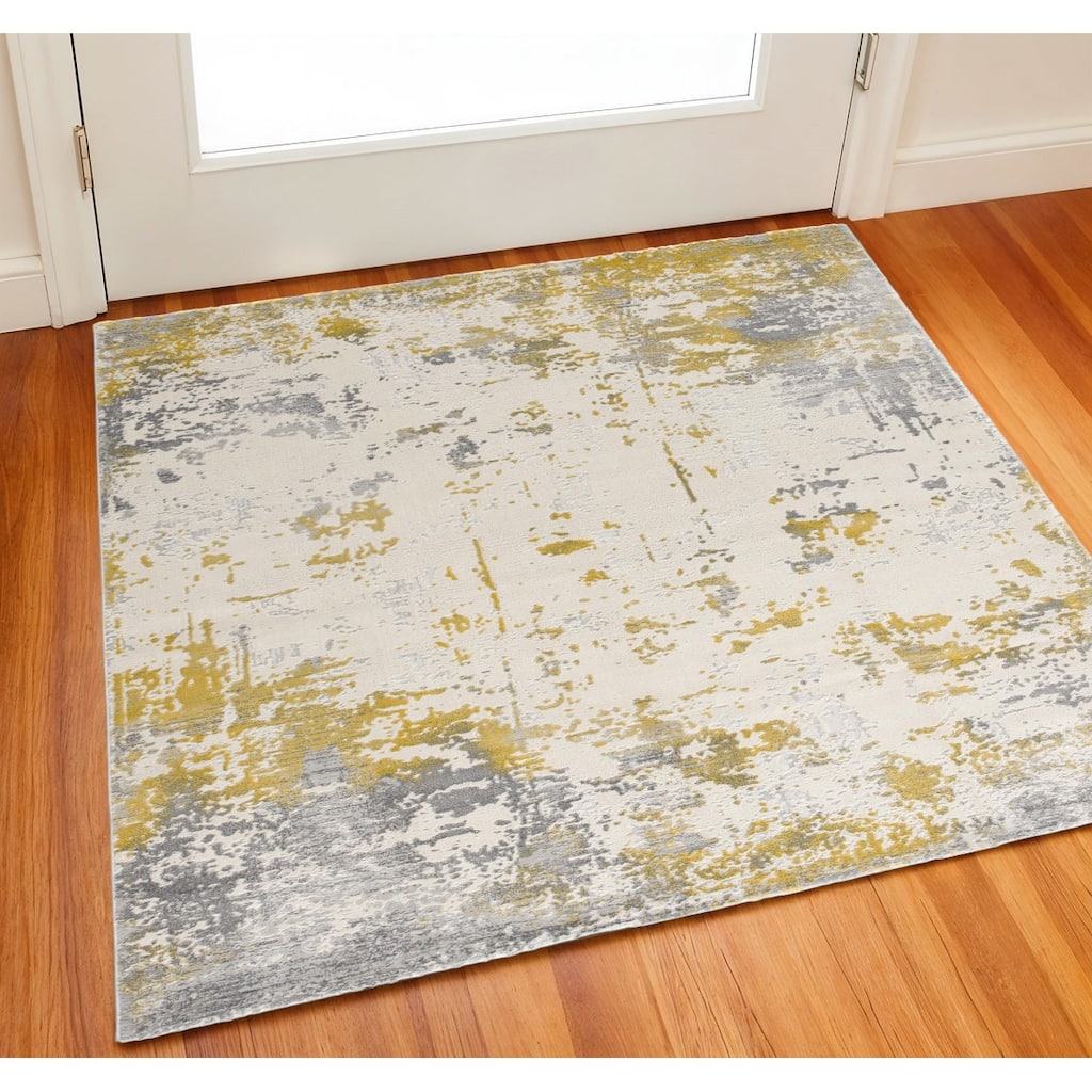 HomeRoots Abstract Contemporary Square Area Rug - 27.00 in. x 24.00 in. x 0.80 in.