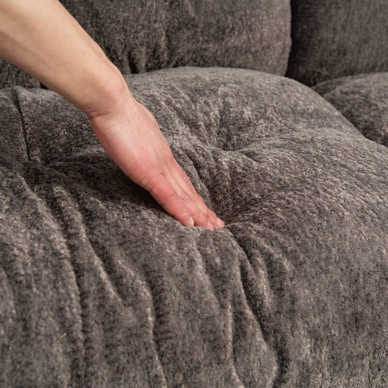 Two-seat Modular Sleeper Sofa, Gray Chenille, for Living Room