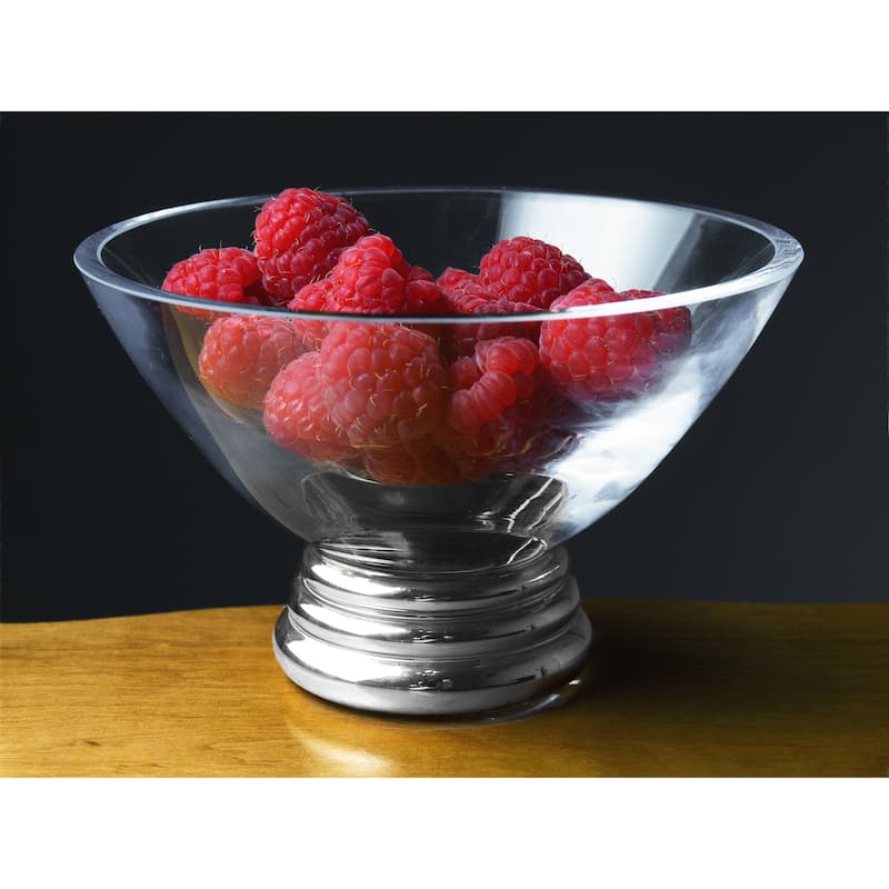 Majestic Gifts Inc. Glass Footed Dessert/ Dip Bowl W/ Silver Base-5" D