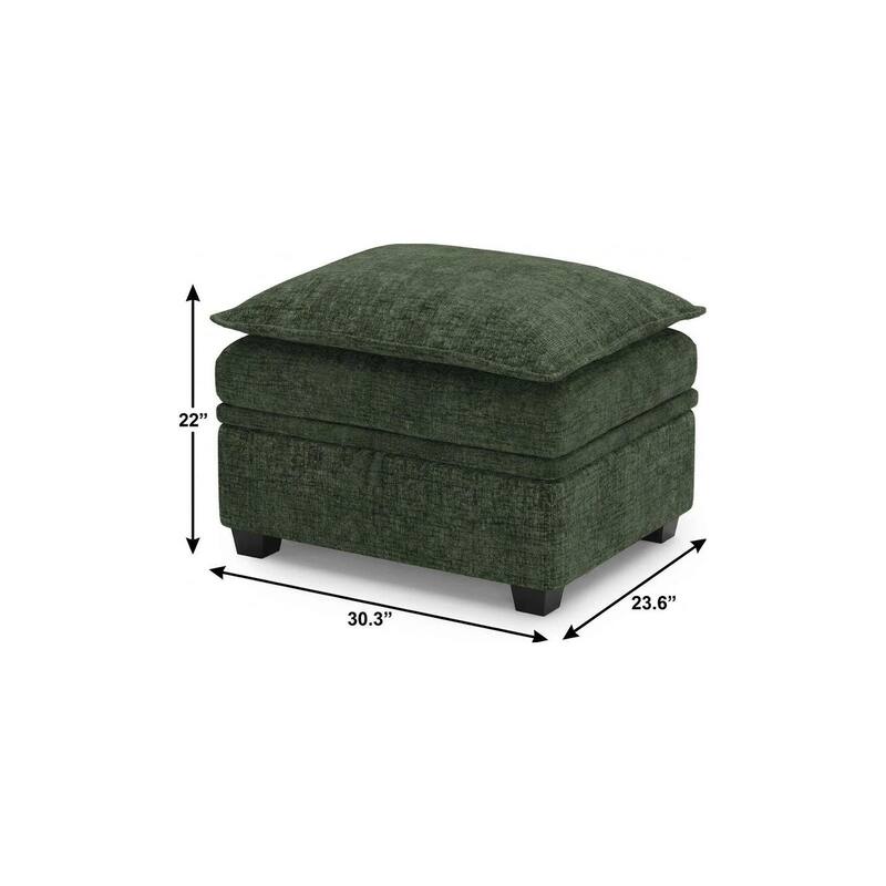 HomeRoots 30" Gray and Black Chenille Storage Ottoman