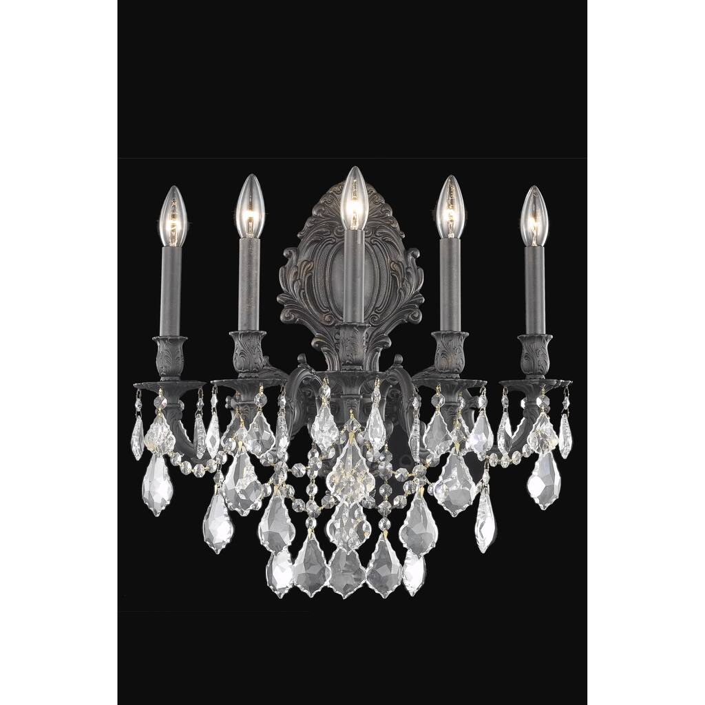 Fleur Illumination Collection Wall Sconce D:21in H:24in E:11in Lt:5 Dark Bronze Finish (Elegant Cut Crystals)