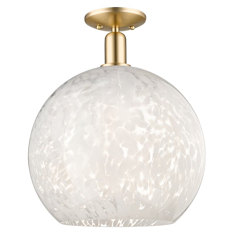 Innovations Lighting 716-1C-19-14 White Mouchette Semi-Flush White - Champagne Bronze / White Mouchette