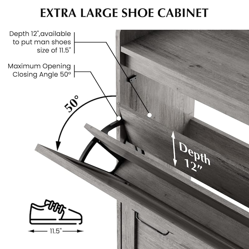 Shoe Cabinet with 2 Flip Drawers - 2 Flip Drawers