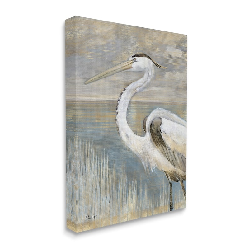 Stupell Heron Bird Abstract Marshland Coast Stretched Canvas Wall Art, Design by Paul Brent