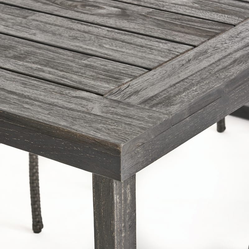 Outdoor 6-Seater Acacia Wood Dining Set,Dark grey