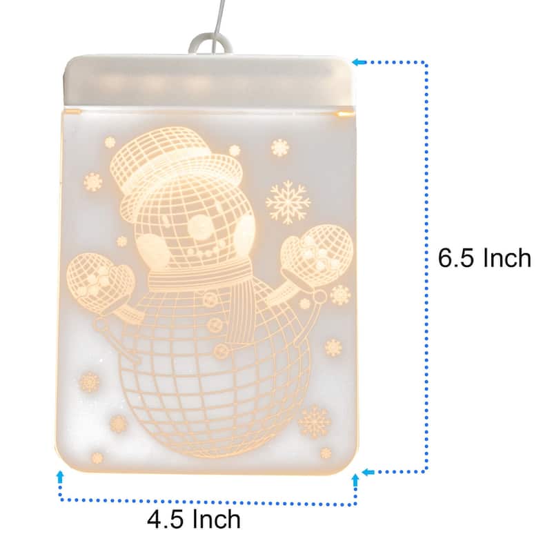 Christmas Window Lights - 3D Acrylic LED Hanging Decoration Curtain Light Santa, Snowflake, Snowman, Tree & Jingle Bells USB